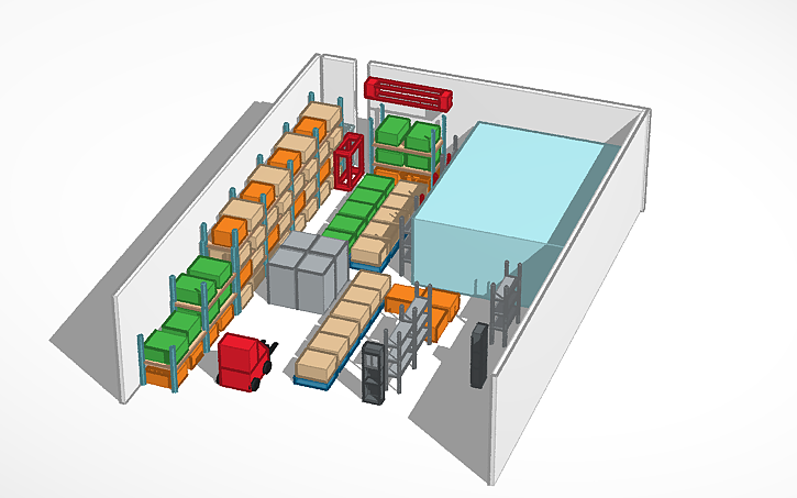 3D design 3.OverStock Front-Back Racking Warehouse Layout - Tinkercad