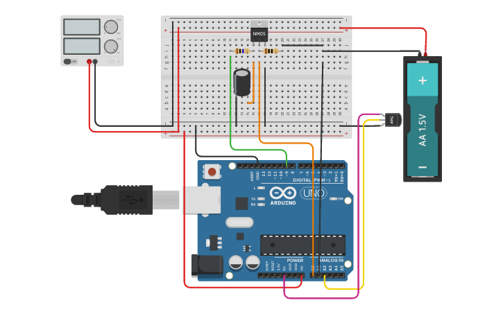 Circuit design Arduino NiMh Controlled Battery Charger - Tinkercad