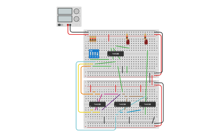 Circuit design TP1-Additionneur - Tinkercad