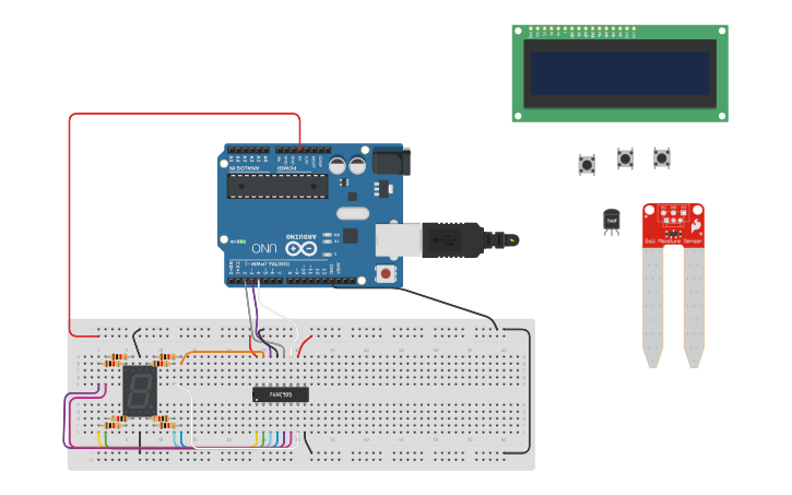 Circuit design HC595 | Tinkercad