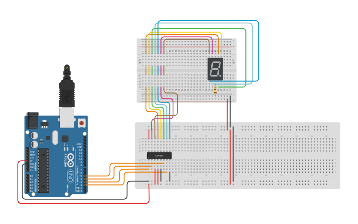 Circuit design 7-Segment Display Decoder - Tinkercad