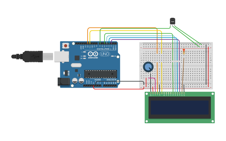 Circuit design Temprature and humidity - Tinkercad