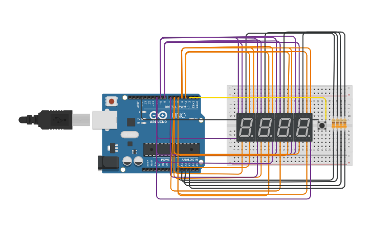 Circuit design 7 Segment Display - Tinkercad