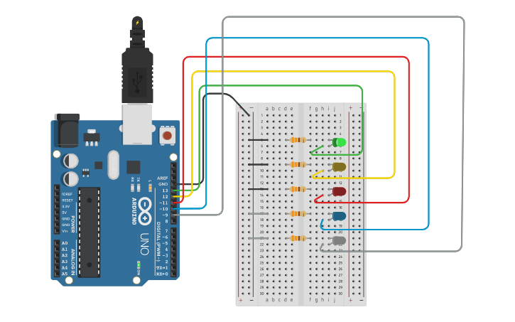 Circuit design Arduino Semáforo Miguel Cely 10A - Tinkercad