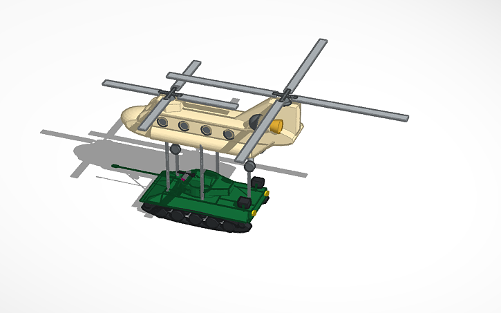 3D design chinook and tank - Tinkercad