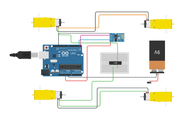 Arduino Car Wire Design Circuit design Arduino car - Tinkercad