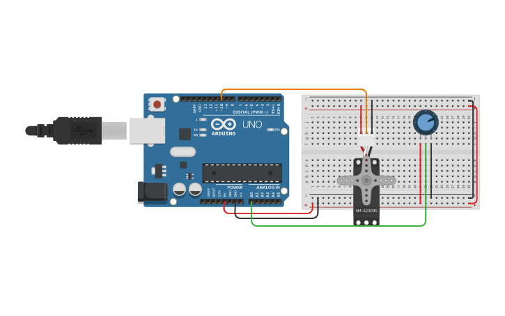 Circuit design Servo Motor With Potentiometer - Nadila - Tinkercad