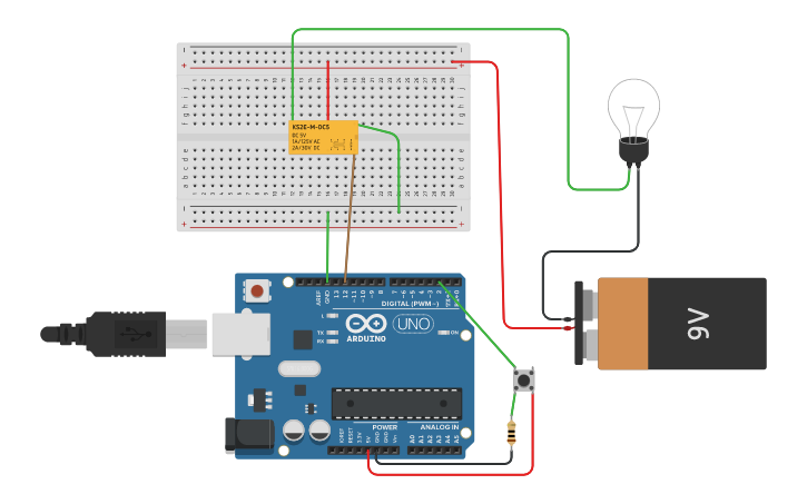 Circuit design Acender lâmpada com relé e botão - Vitor Hugo Ferreira ...
