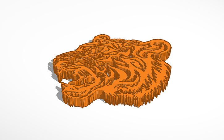 3D design 2D Tiger Face - Tinkercad