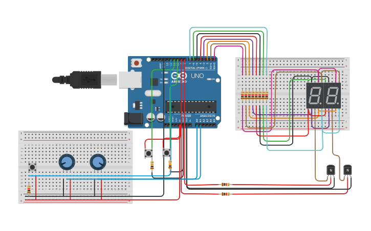 Circuit design 7 Segment - Tinkercad
