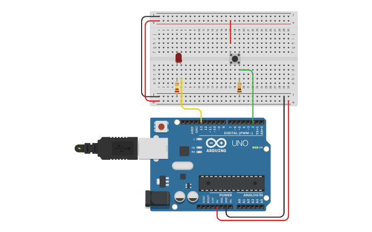 Circuit design Pushbutton Digital Input - Tinkercad