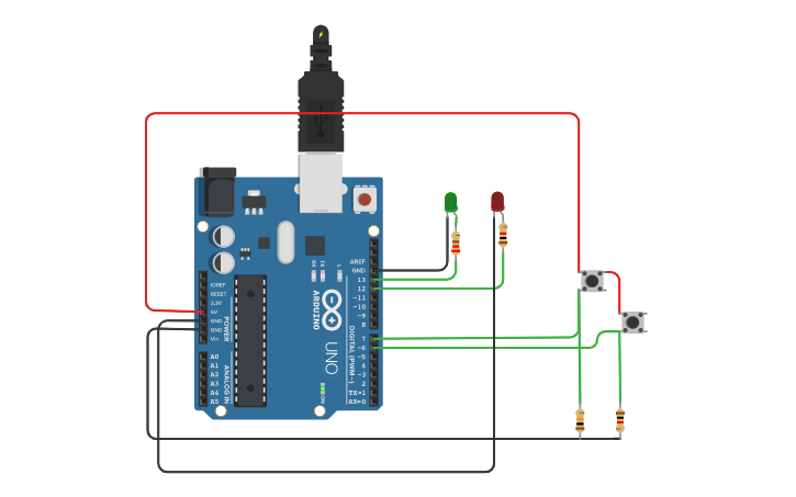 Circuit design Tarefa 02 botao + LED - Tinkercad