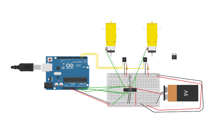 Circuit design Line Follower Robot - Tinkercad