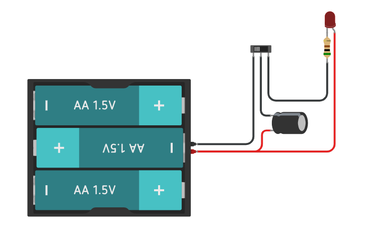 Circuit design Capacitor con LED | Tinkercad