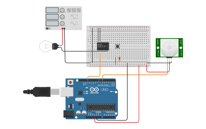 Circuit design Sensor de Presença / Lâmpada 110V - Tinkercad