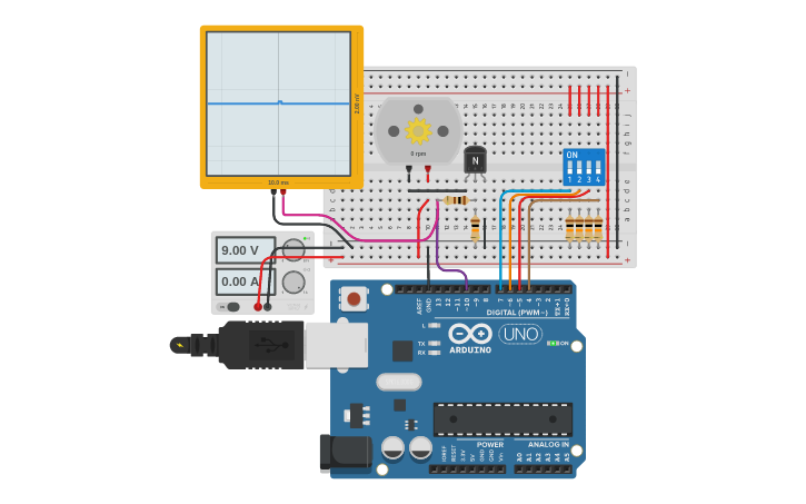 Circuit design DC Motor RPM % Control - Tinkercad