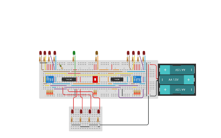 Circuit design 4-Bit Adder Subtractor - Tinkercad