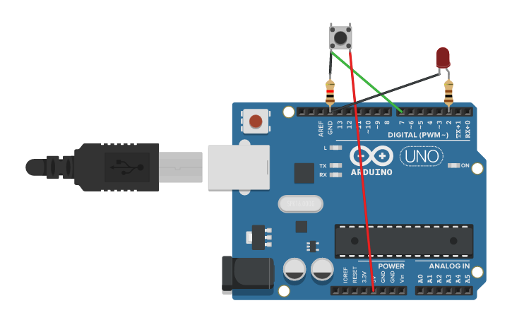 Circuit design botao funcao pull down - Tinkercad