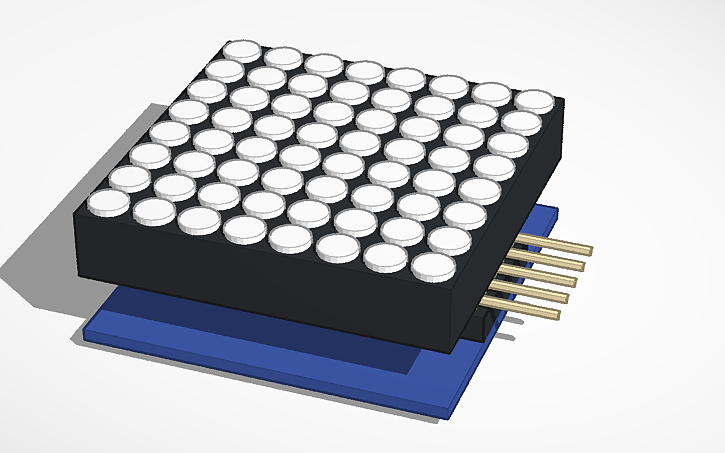 Led Module In Tinkercad 3D design 3.0mm 8x8 MAX7219 led matrix module - Tinkercad