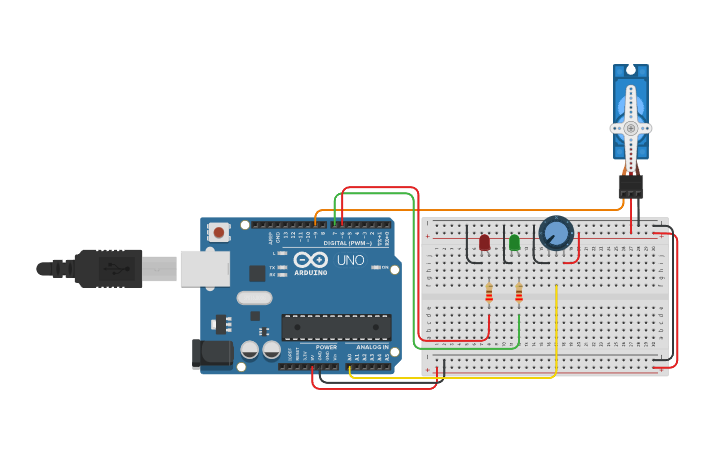 Circuit design Arduino as I2C Servo controller 12x - Tinkercad