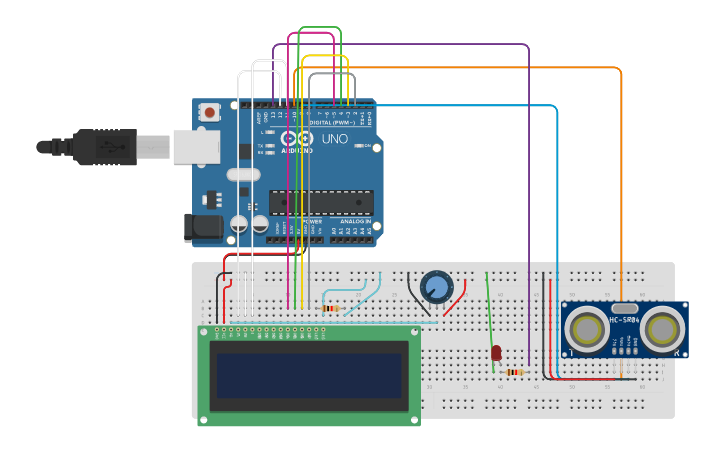 Circuit design Ultrasonic Sensor Wiring Diagram | Tinkercad