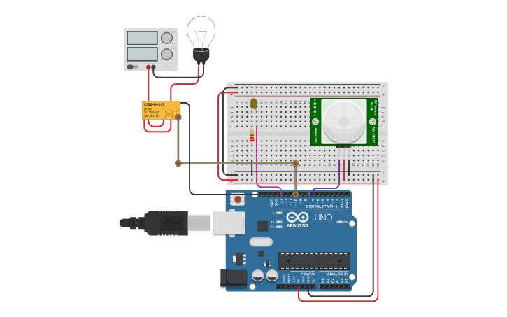 Circuit design sensor pir | Tinkercad