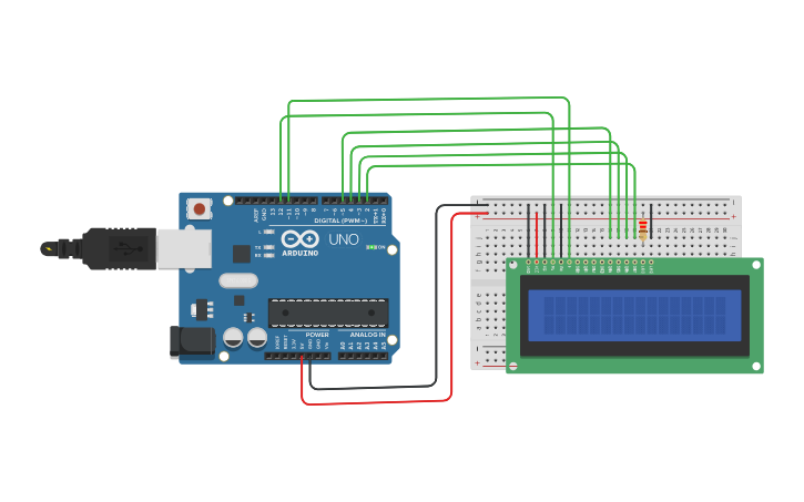 Circuit design LCD - Tinkercad