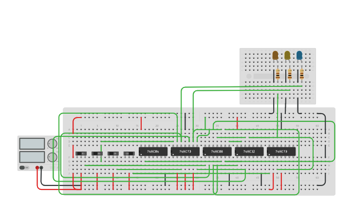Circuit design 3 Bit Synchronous Up-Down Counter_B420057 | Tinkercad