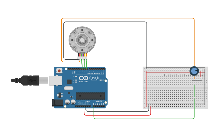 Circuit design Tinkercad Stepper motor - Tinkercad