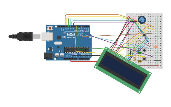 Circuit design LCDs Counters Lab Part A - Tinkercad image.