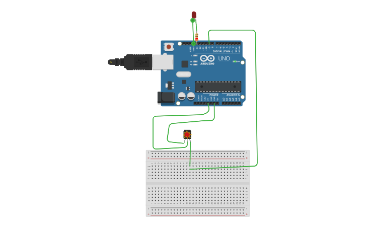 Circuit design IR SENSOR with LED - Tinkercad