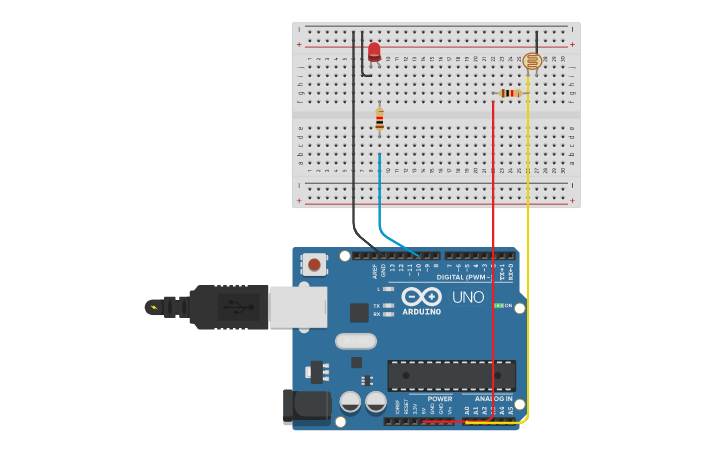 Circuit design Led con fotoresistenza - Tinkercad