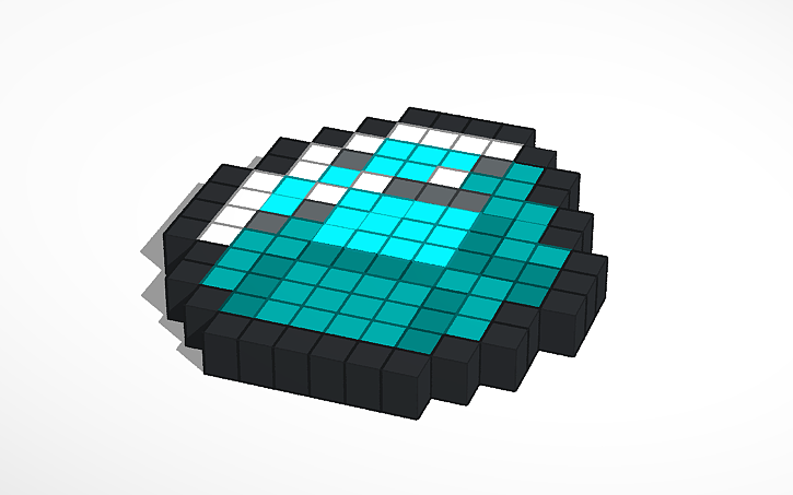 Minecraft Diamond Pixel Pattern 3D design Minecraft Diamond Pixel Art | Tinkercad