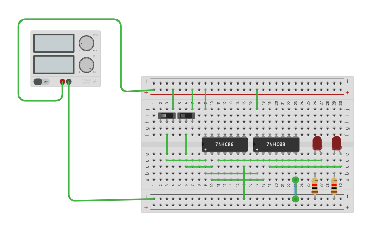 Circuit design HALF ADDER USING BASIC GATES | Tinkercad