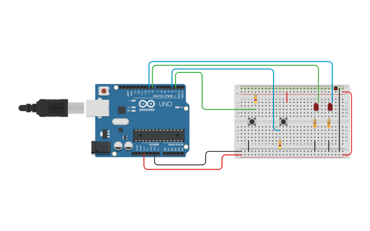 Circuit design Pull-Up-Down-Resistors - Tinkercad