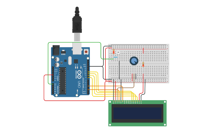 Circuit design Fototransistor y LCD | Tinkercad