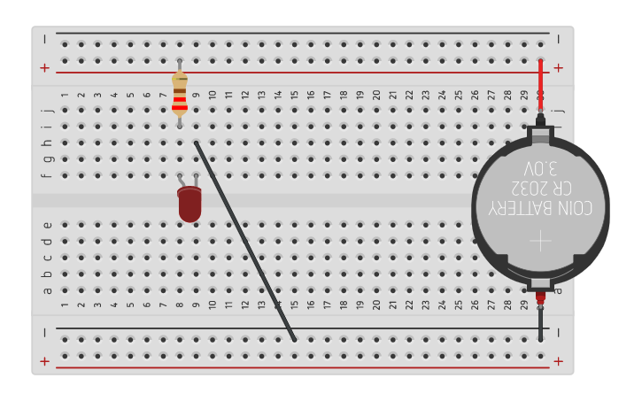 Circuit design one LED - Tinkercad