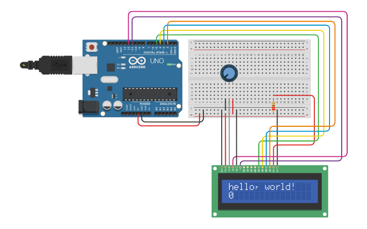 Circuit design How-to-connect: LCD - Tinkercad