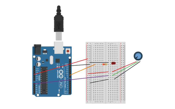 Circuit design Potentiometer Activity | Tinkercad