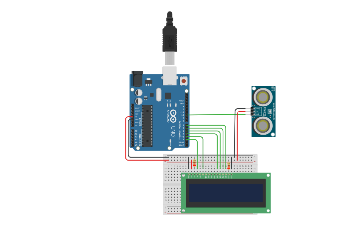 Circuit design ARDUINO LCD Ультразвук - Tinkercad