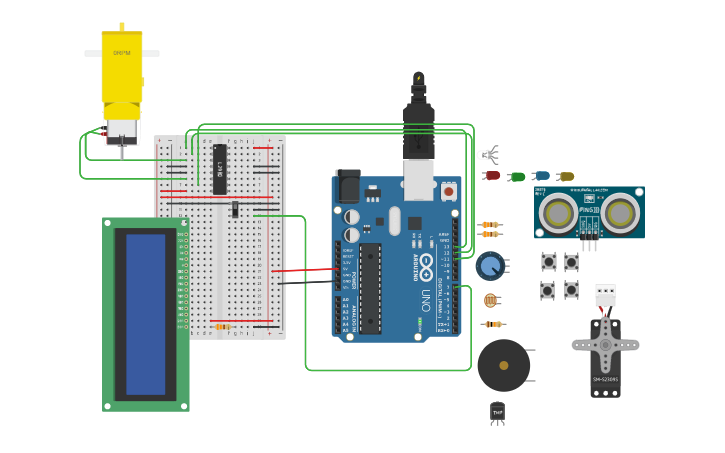 Circuit design SparkFun 5ABC: Robot Template - L293 Demo - Tinkercad
