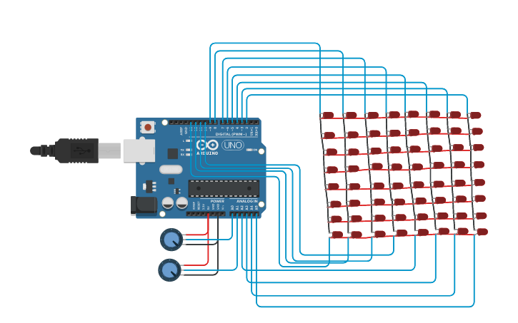 Circuit design 8x8 LED Matrix - Tinkercad
