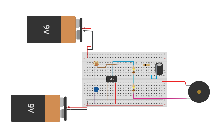 Circuit design GENERADOR DE SONIDO SENSIBLE A LA LUZ | Tinkercad
