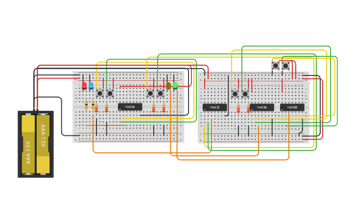 Circuit design Logic XOR, OR, AND, NAND | Tinkercad