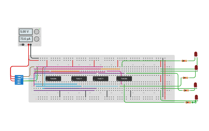 Circuit design 1:4 Demultiplexer - Tinkercad