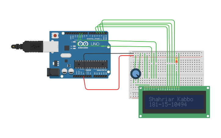 Circuit design LCD 2 - Tinkercad