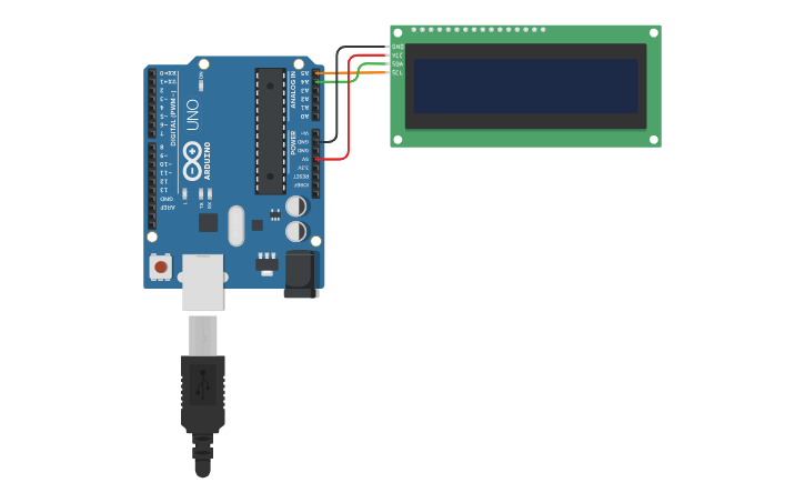 Circuit design LCD - I2C - Tinkercad