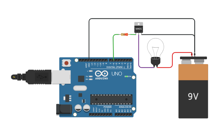 Circuit design MOSFET - Tinkercad