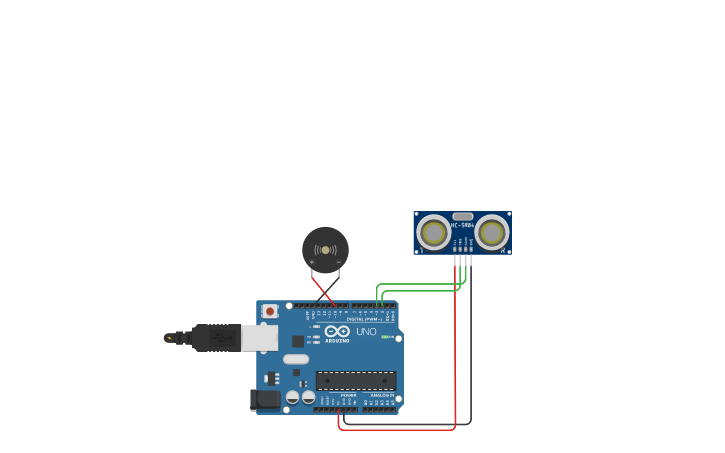 Circuit design Alarm Pintu Menggunakan Arduino UNO dan Ultrasonic ... image.