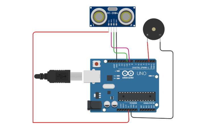 Circuit design Arduino With Ultrasonic sensor - Tinkercad
